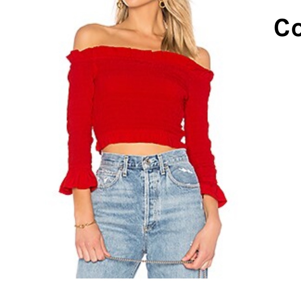 Lover’s and Friends off the shoulder ruched red top